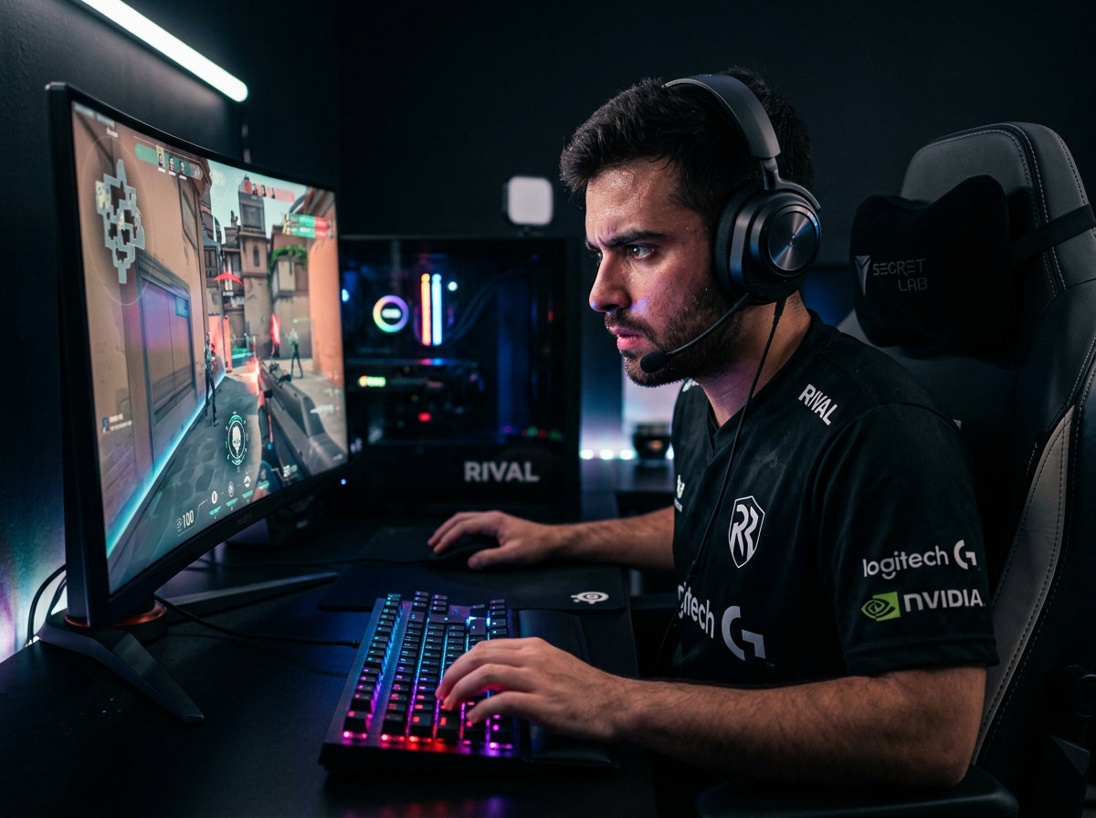 Jugador profesional en PixelVault gaming center