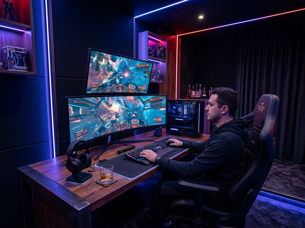 Sala VIP privada de juego PC en PixelVault